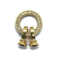 Gold Plated Base Metal CZ Clasp Ring Design, 1PC