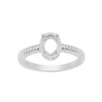 925 Sterling Silver Oval Ring Mount With Halo & Side Detail (To fit 7x5mm gemstone)- 1pcs