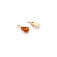 Baltic Butterscotch, Cognac Amber Pears (2pk) with Rose Gold Plated, 925 Sterling Silver Pear Bails