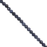 30cts Natural Blue Sapphire Faceted Round Approx 3mm, 35cm Strand 
