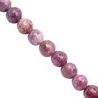 62cts Lepidolite Smooth Round Approx 6 to 6.5mm, 20cm Strand