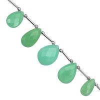 55cts Chrysoprase Faceted Pear Approx 11x9 to 18x12mm, 16cm Strand With Spacers