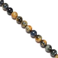 175 cts Bleached Golden & Blue Tiger Eye Plain Rounds Approx 8mm,38cm Strand