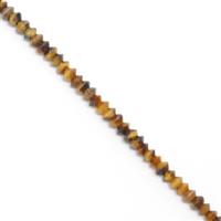 TRADE SHOW DEAL 15cts Tiger Eye Faceted Saucers Approx 1.5x3mm, 38cm strand