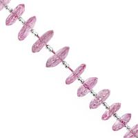55cts Pink Quartz German Cut Wheel Approx 8x3 to 12x4.5mm, 15cm Strand with Spacers