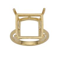 Gold Plated 925 Sterling Silver Ring Mount (To fit 14mm Square Gemstones)