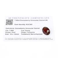 7.6cts Gooseberry Grossular Garnet 16x12mm Oval  (N)