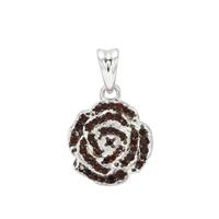 Spring At Chestnut Close By Mark Smith: 925 Sterling Silver Camelia (D-21mm W-13.10mm)  With 0.43cts Garnet Pave Charm