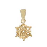 Gold Plated 925 Sterling Silver Flower Multi Gemstone Round Pendant Mount (To fit 3mm gemstone)- 1pcs