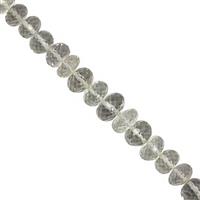 88cts Green Amethyst Graduated Faceted Rondelle Approx 4x3 to 10x6mm, 20cm Strand