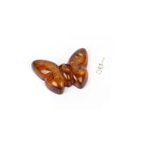 Baltic Cognac Amber Carved Butterfly Pendant Approx 17x24mm