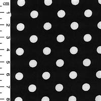 White Polka Dots on Black Cotton Poplin Fabric 0.5m