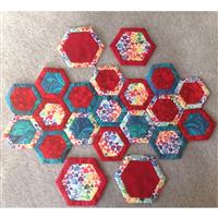 Sew With Beth Red & Rainbow Hearts Hexie Coasters & Table Runner Kits: Instructions & Fabric