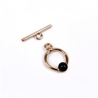 Baltic Cherry Amber Rose Gold Plated Sterling Silver Toggle Clasp, Bar: 15mm, Ring: 11mm