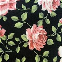 Country Floral Pink Peony on Black Fabric 0.5m Exclusive
