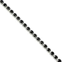 Silver Plated Base Metal Cupchain with 3mm Black Stones, 1m length 