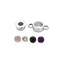 925 Sterling Silver Connector Screw Setting 4pcs With 4x Gemstones Approx 4mm