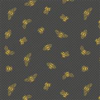 Lewis & Irene Honey Bee Gold Metallic Bees On Charcoal Fabric 0.5m