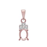 Rose Gold Plated 925 Sterling Silver Oval Pendant Mount (To fit 8x6mm gemstone) Inc. 0.04cts White Zircon Brilliant Cut Rounds 1.25mm- 1pcs