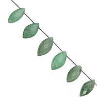 85cts Green Aventurine Quartz Faceted Marquise Approx 16.5x8 to 24x11mm, 18cm Strand with spacers
