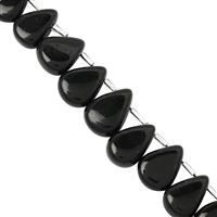 108cts Black Obsidian Top Side Drill Smooth Pear Approx 10.5x7 to 16.5x12mm, 18cm Strand with Spacers
