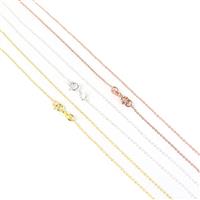 Christmas ClOSEOUT: 3 x 925 Sterling Silver 18 Inch Cable Chains (1 x Silver, 1 x Gold Plated, 1 x Rose Gold Plated)