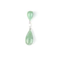 Type A Jadeite Double Pear Pendant With Zircon Approx 43mm Drop 