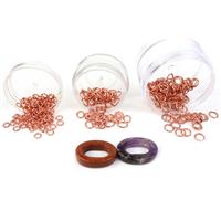 Rose; Rose Gold Colour Plated Copper Twisted Open Jump Ring 4 Sizes x 100pcs with Amethyst & Goldstone Oval Hoop