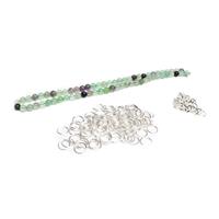 Kiss Me; Silver Plated Base Metal Kiss Link, Jump Rings & Fluorite Plain Rounds