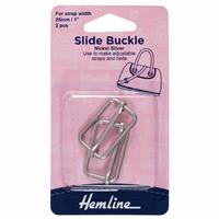 Silver Slide Buckles 25mm - 2 Pieces