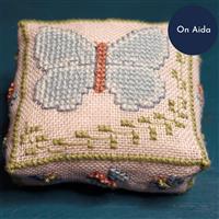 The Cross Stitch Guild Butterfly Pincushion Holly Blue on Aida