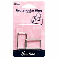 Rectangular Ring 15x30mm, Nickel Free Silver 2 Pieces