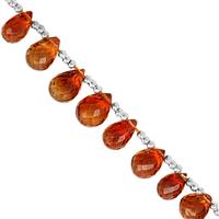 20cts Mandarin Citrine Top Side Drill Graduated Faceted Drops Approx 6x4 to 10x6mm, 8cm Strand With Spacers.