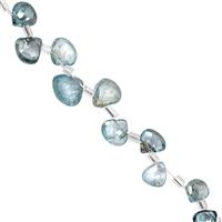  25cts Blue Zircon Side Drill Faceted Heart  Approx 4 to 9mm, 15cm Strand With Spacers 