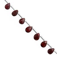 27cts Red Garnet Top Side Drill Faceted Pear Approx 6x4mm to 10x6mm, 20cm Strand with Spacers