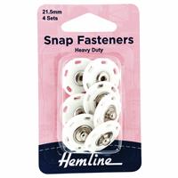 White Sew-on Snap Fasteners - Sew-on - Pack of 4