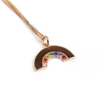 Rose Gold Plated 925 Sterling Silver Rainbow Pendant With CZ Approx mm, 1 x 3mm Jump Ring & 18inch Curb Chain