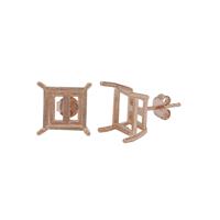 Rose Gold Plated Sterling Silver Earring Mounts - 1 Pair (To fit 10mm Square Gemstones)