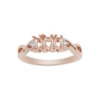 Rose Gold Plated 925 Sterling Silver Trilogy Oval Ring Mount (To fit 4x3mm gemstones) Inc. 0.01cts White Zircon Brilliant Cut Round 1.25mm - 1Pcs