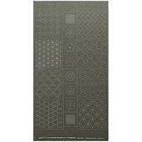 Sashiko Tsumugi Preprinted Geo 19 Dark Green Fabric Panel 108x61cm 