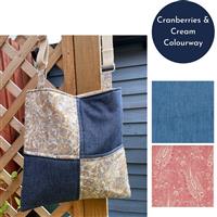 Cranberries & Cream Paisley & Light Blue Denim Camden Bag By Debbie Harris Designs Kit: Instructions, FQ (2pcs) & Fabric (0.5m)
