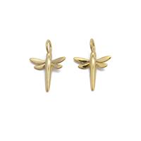 Gold Plated 925 Sterling Silver Dragonfly Pendant, Approx 18x13mm, 2pcs 
