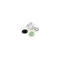 Double Sided Gallery Setting - 925 Sterling Silver Double Gallery Pendant with 10x8mm Oval Green Jadeite Cab  & 10x8mm Oval Black Jadeite