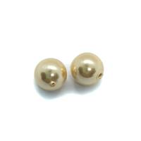 Gold Colour Round Shell Pearls Approx 8mm 2pcs