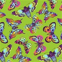 Tula Pink Daydreamer Butterfly Kisses Avocado Fabric 0.5m