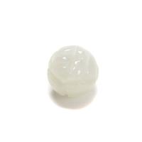 3cts Type A Jadeite Carved Lotus Round Bead Approx 8mm, 1pc