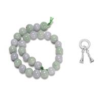 100cts Green & Lavender Jadeite Rounds Approx 7.5-8mm, 20cm Strand With Silver Clasp Bracelet Kit