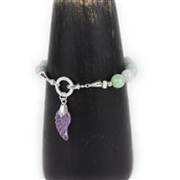 100cts Green & Lavender Jadeite Rounds Approx 7.5-8mm, 20cm Strand With Silver Clasp Bracelet Kit