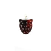 Baltic Amber Cherry Tiger Head + 925 Sterling Silver Peg and Bale, 20mm
