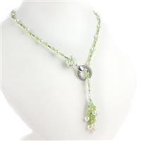 Spring Green; Yellow/ Green CZ Donut, Silver Plated Base Metal Approx 20mm, 25cts Peridot 